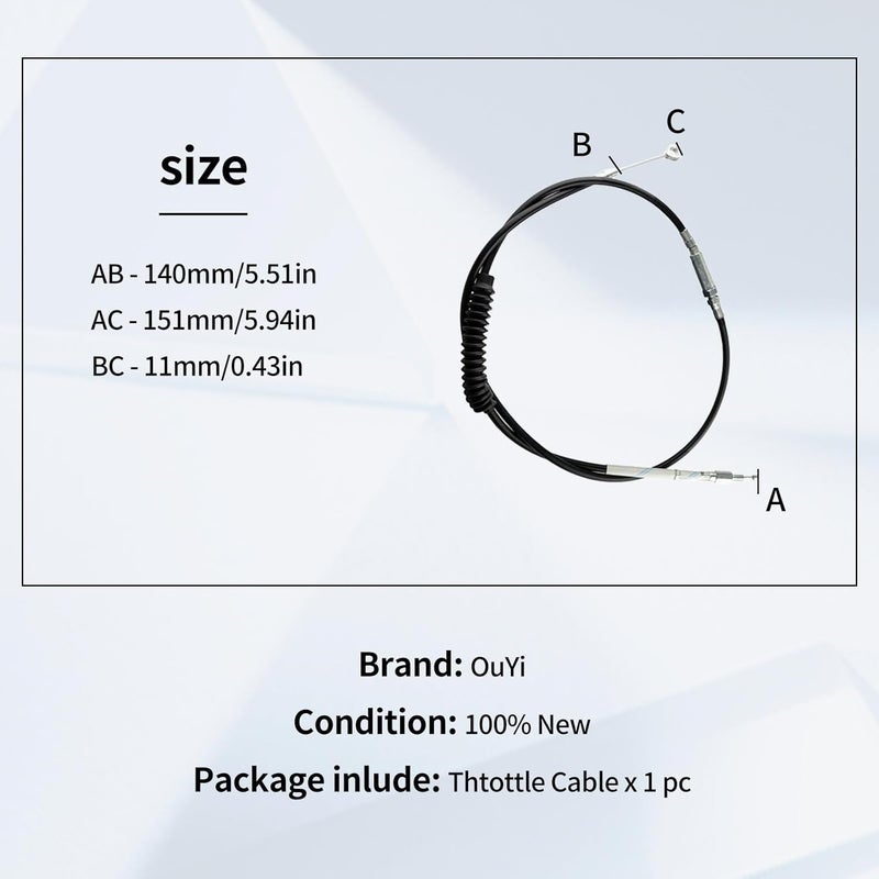 OuYi Motorcycle Clutch Cable Wire Steel Braided 55" 140cm Compatible with Harley Sportster XL883 1986-2013 XL1200 2004-2020 XL 883 1200 Stainless Cable Models - Image 2